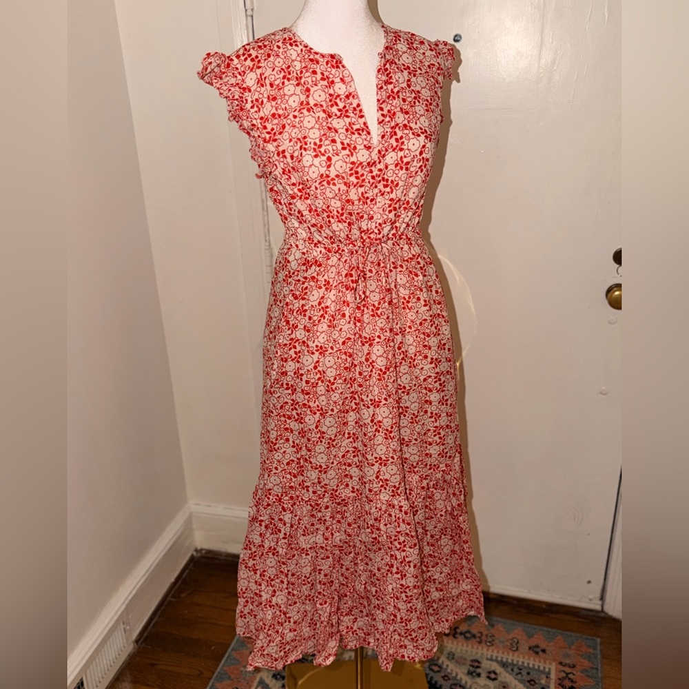 Olivia James The Label Floral Tie Maxi Dress w/Ruffle Flutter Sleeves